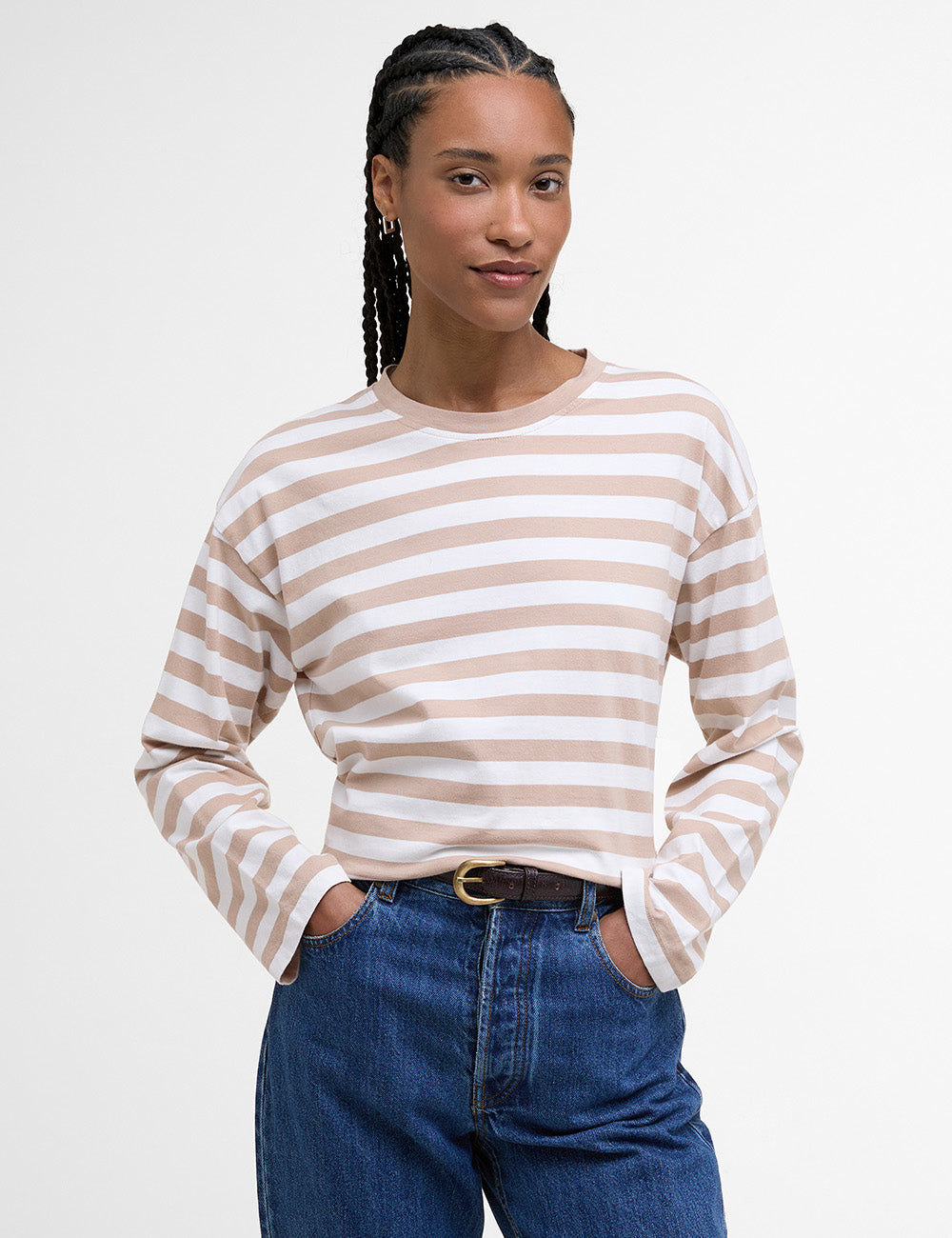 Barbour Bede Oversized T-Shirt - Camel Stripe