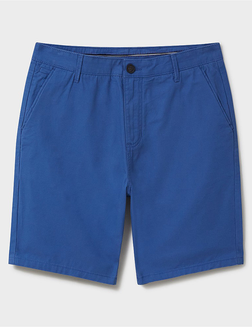 Crew Clothing's Bermuda Shorts in Dutch Blue on a grey background