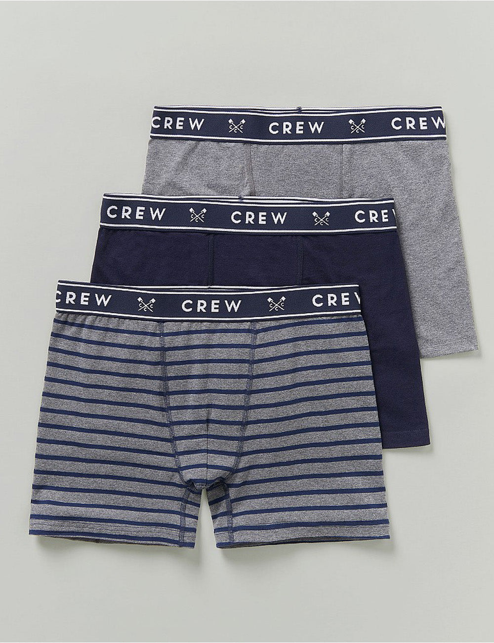 Crew Clothing's Jersey Boxers on a grey background