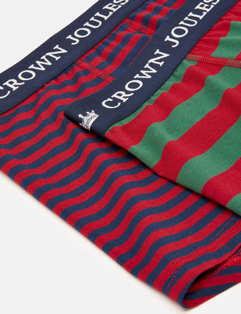 Joules Two Pack Of Boxers - Red/Green Stripe