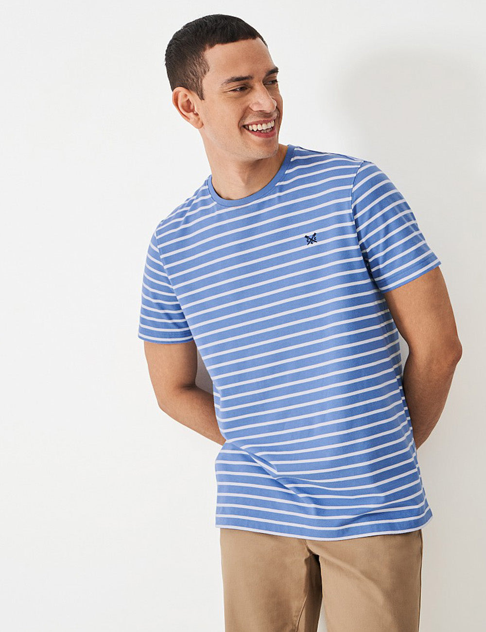 Crew Clothing Breton Stripe T-Shirt - White/Riviera