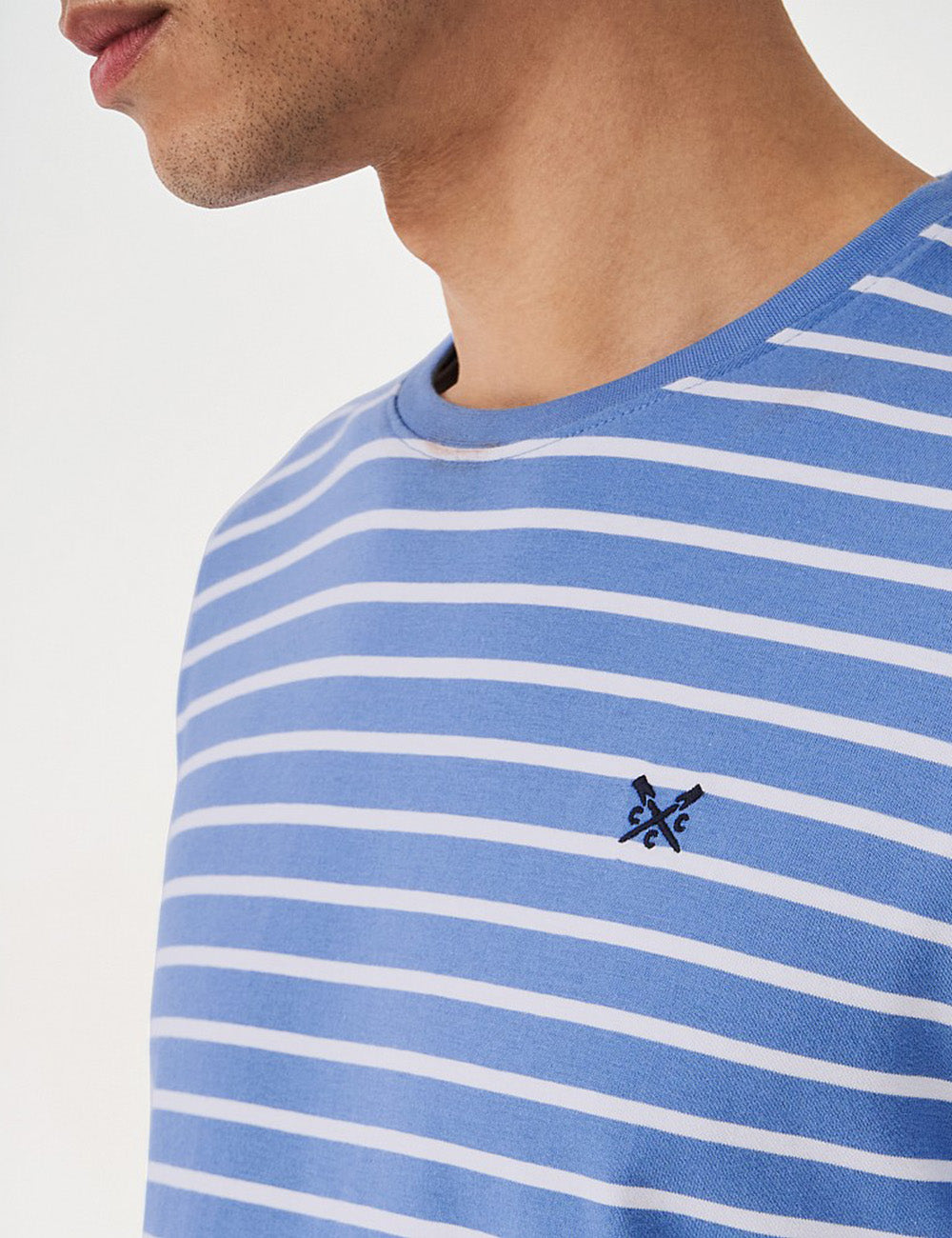 Crew Clothing Breton Stripe T-Shirt - White/Riviera