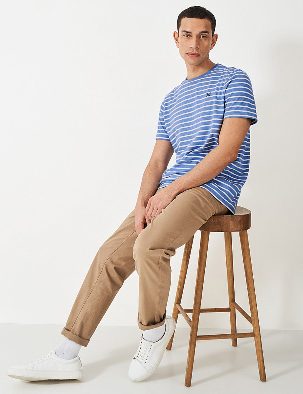 Crew Clothing Breton Stripe T-Shirt - White/Riviera