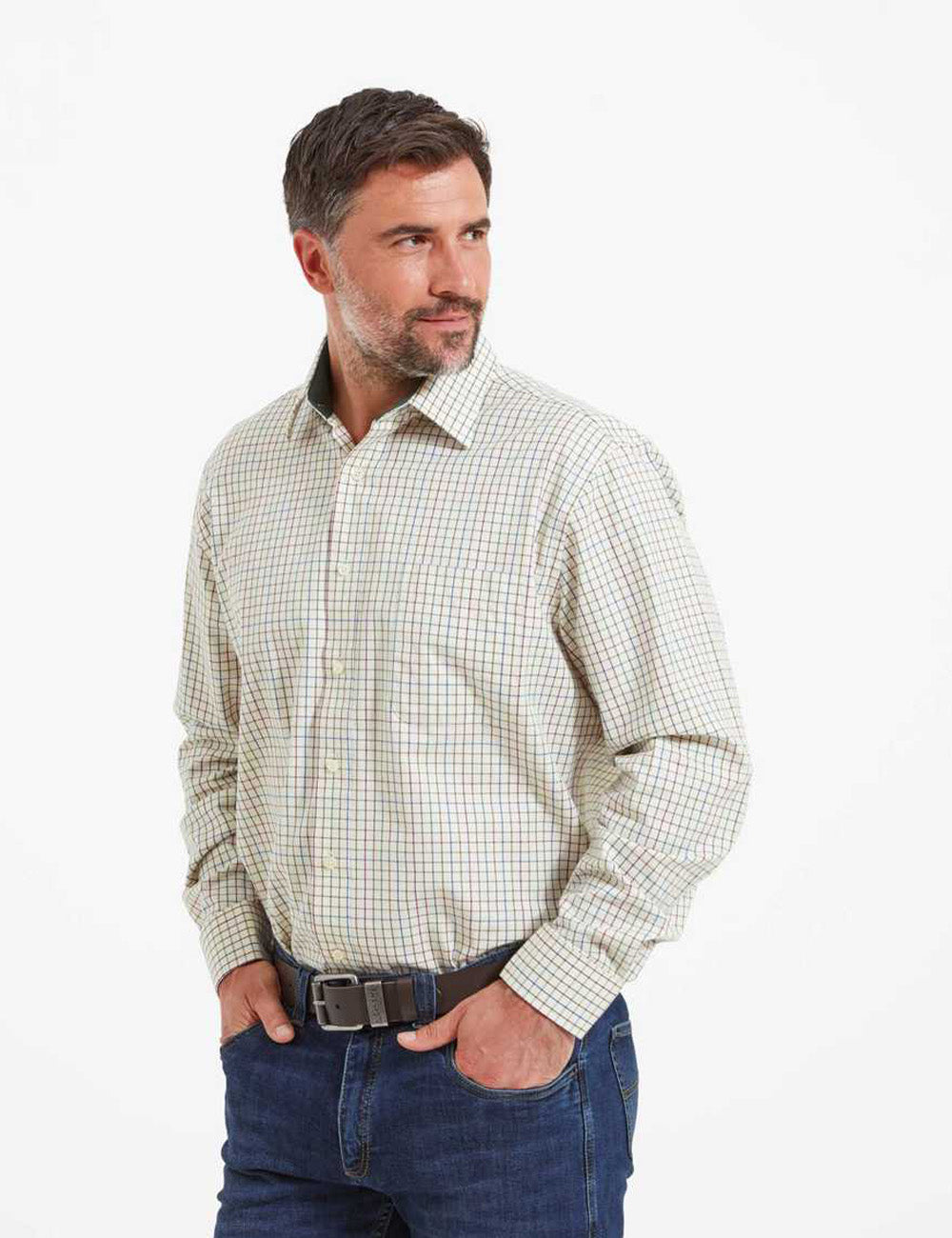 Schoffel Burnham Tattersall Classic Shirt - Olive Tattersall