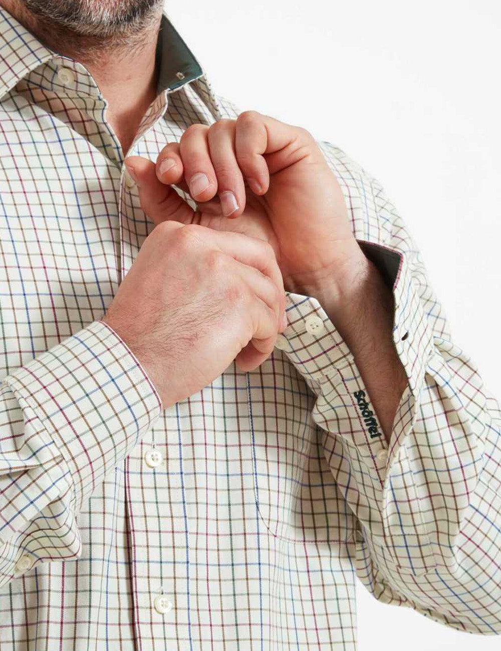 Schoffel Burnham Tattersall Classic Shirt - Olive Tattersall