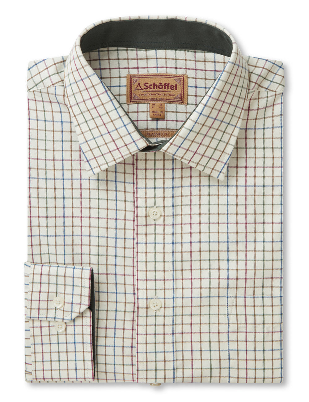 Schoffel Burnham Tattersall Classic Shirt - Olive Tattersall