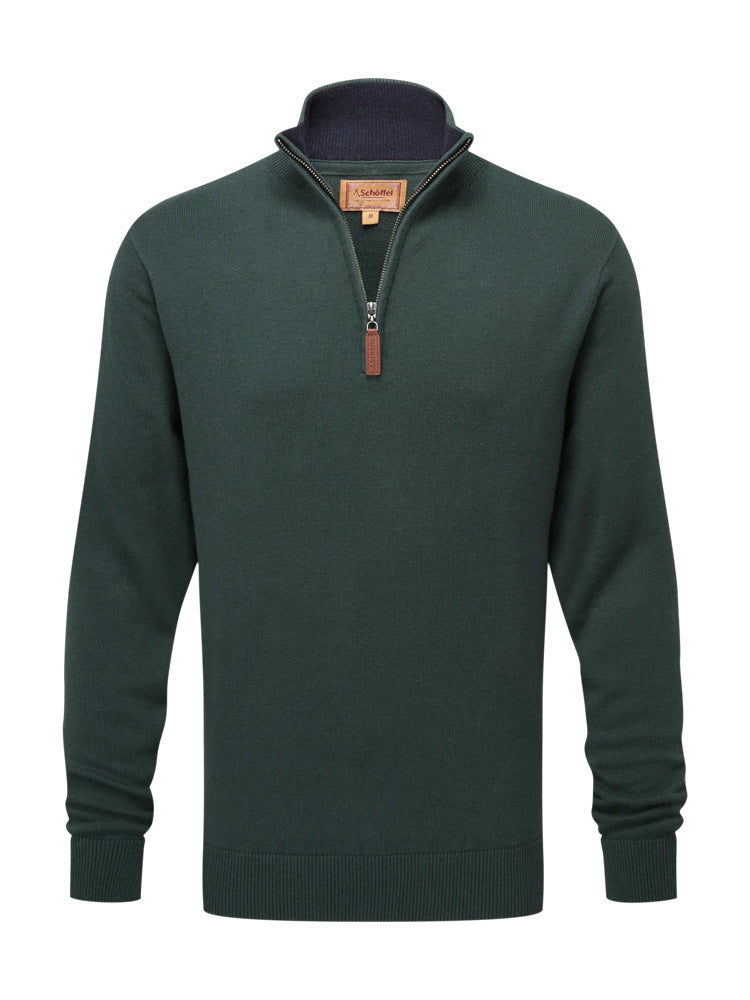Schoffel Calton Cotton Cashmere 1/4 Zip Jumper Botanical Green
