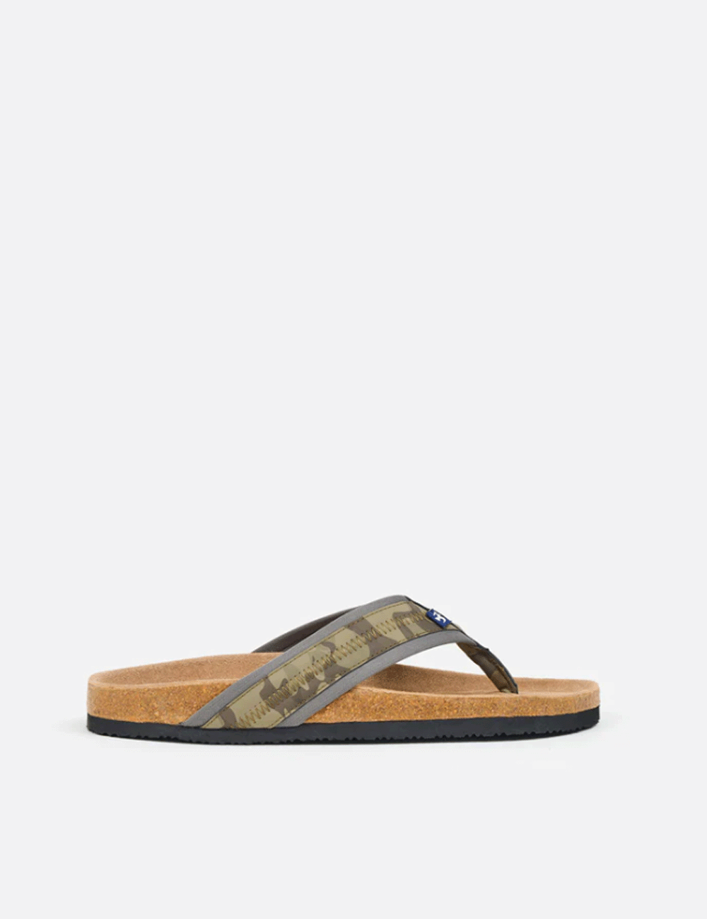 Outside of right foot of the Camo Flip Flops