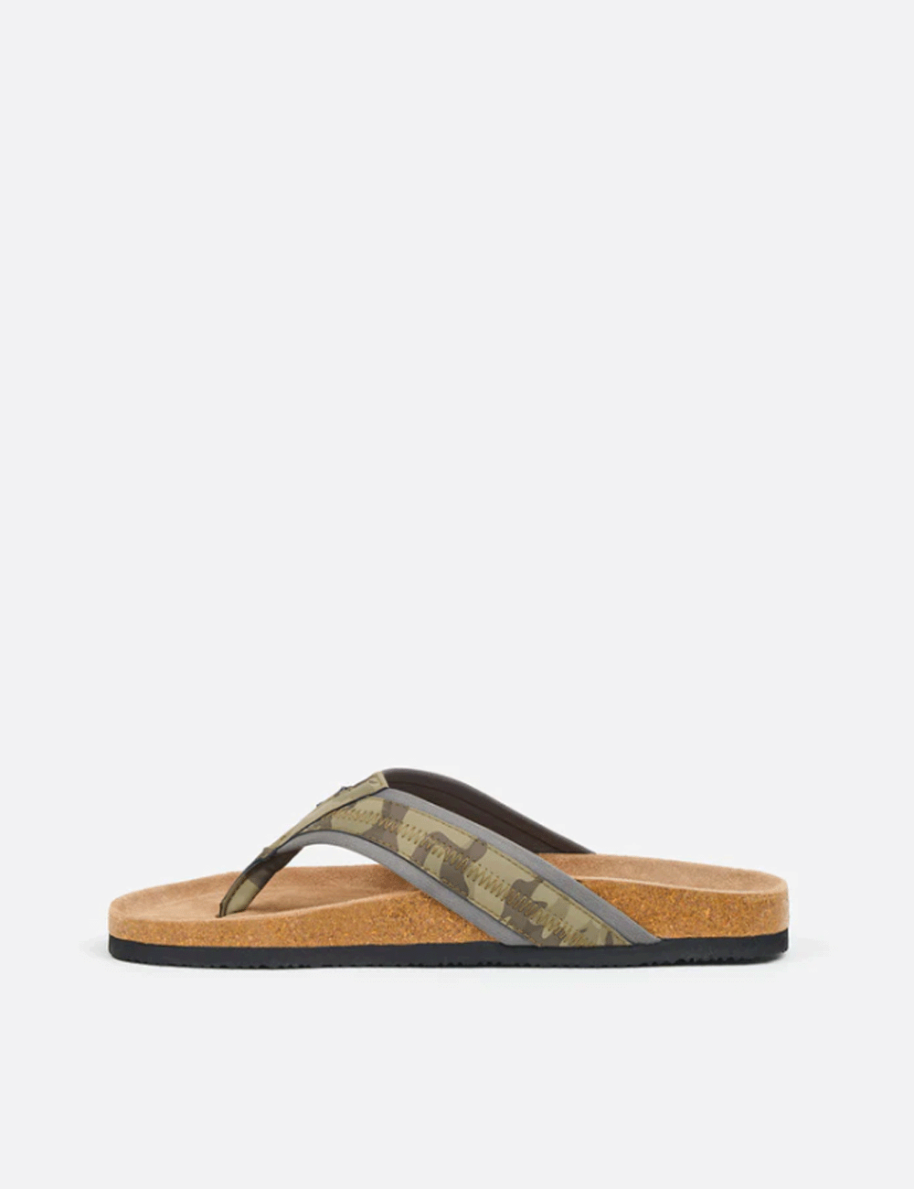 Outside of left foot of the Camo Flip Flops