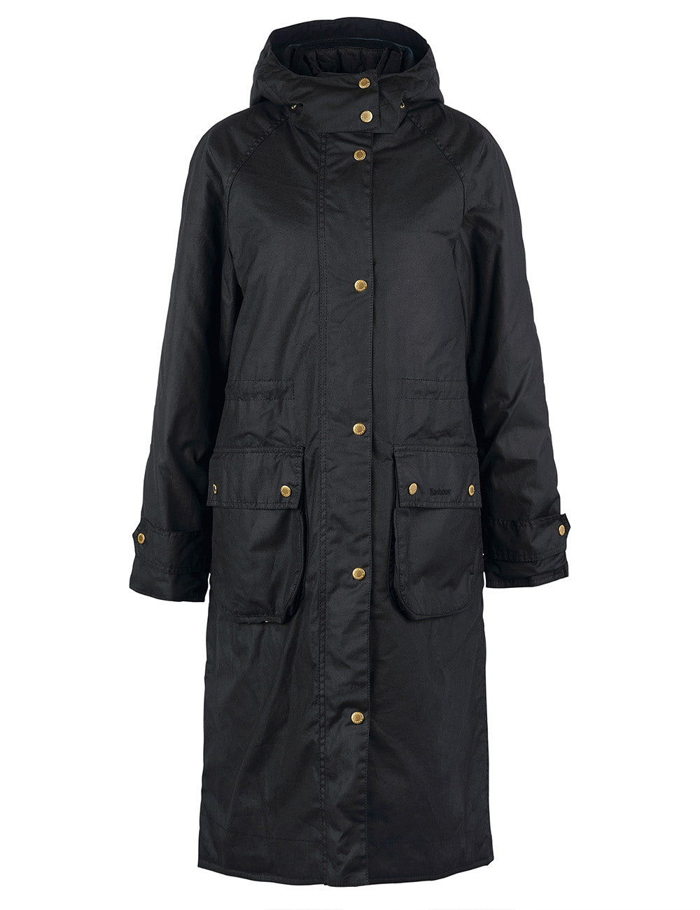 Barbour Long Cannich Wax Jacket - Black/Sage Tartan