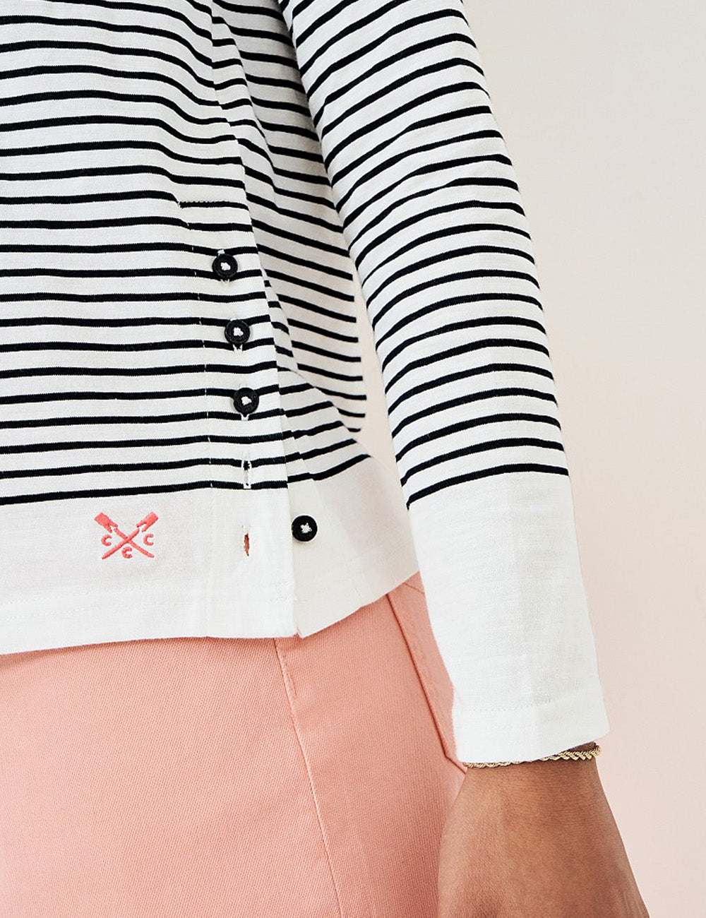 Crew Clothing Cassandra Top - White/Navy
