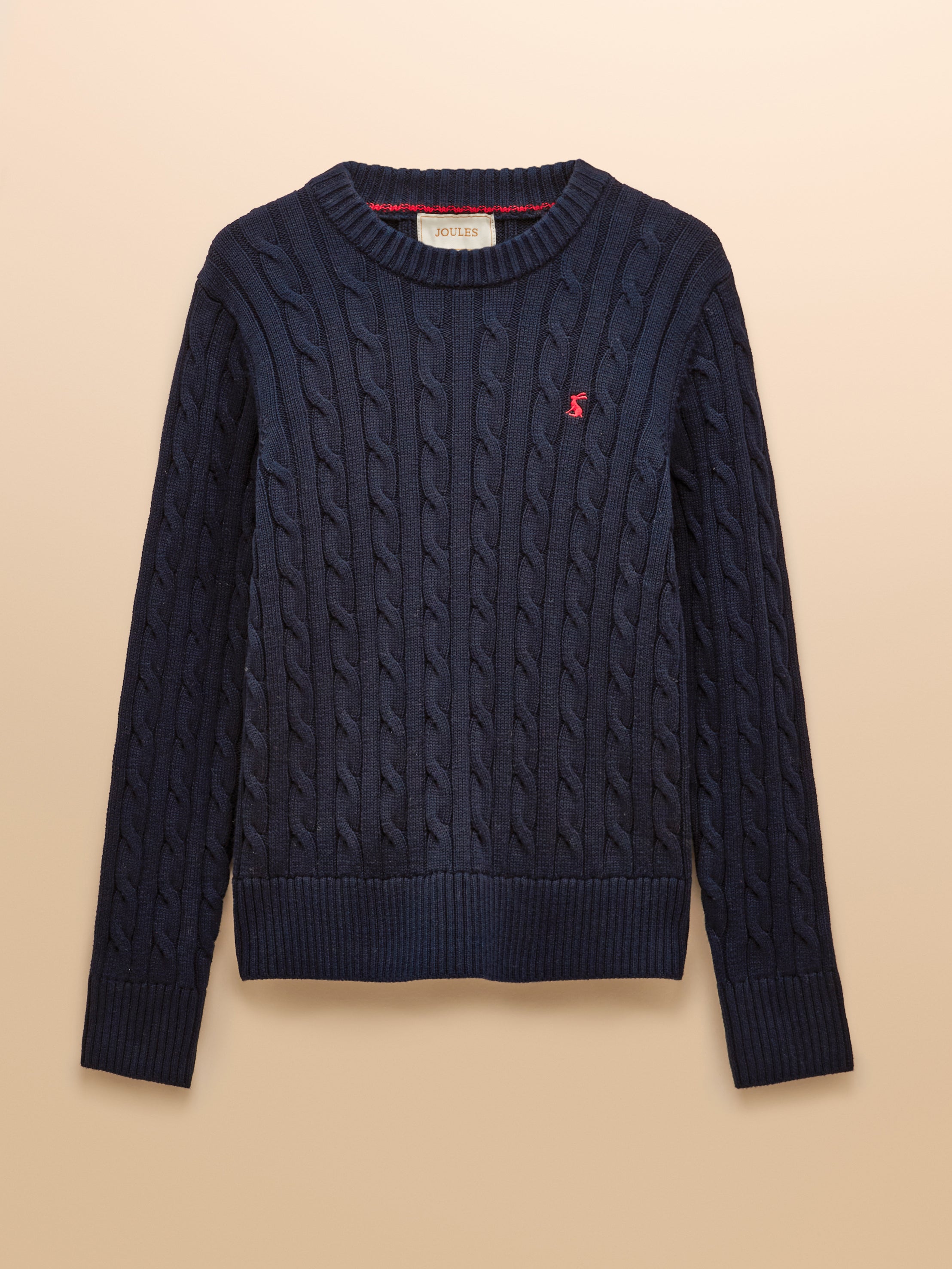 Joules Classic Cable Navy Cotton Crew Neck Jumper