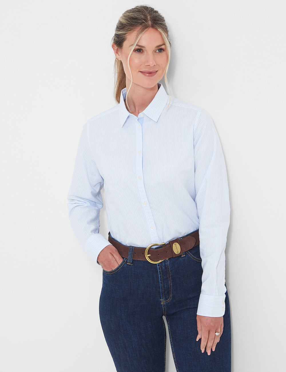 Schoffel Cley Soft Oxford Shirt - Pale Blue Stripe