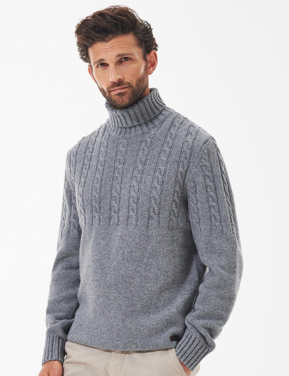 Mens grey barbour on sale jumper