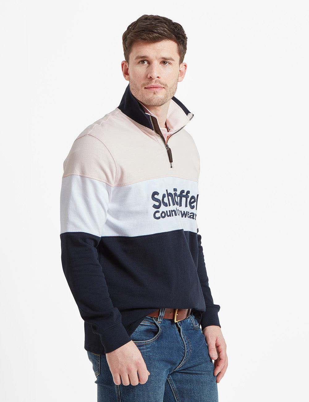 Schoffel Exeter Heritage 1/4 Zip - Pale Pink