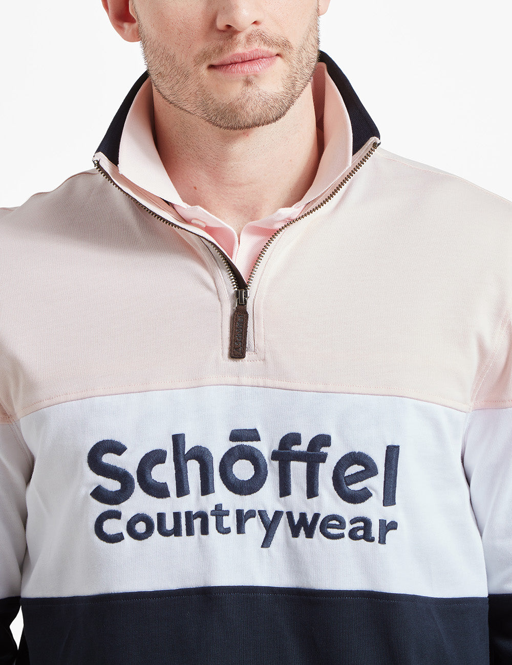 Schoffel Exeter Heritage 1/4 Zip - Pale Pink