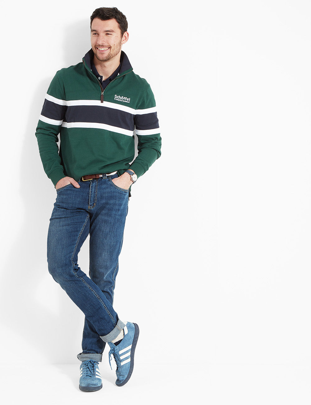 Schoffel Exmouth Heritage 1/4 Zip - Pine Green