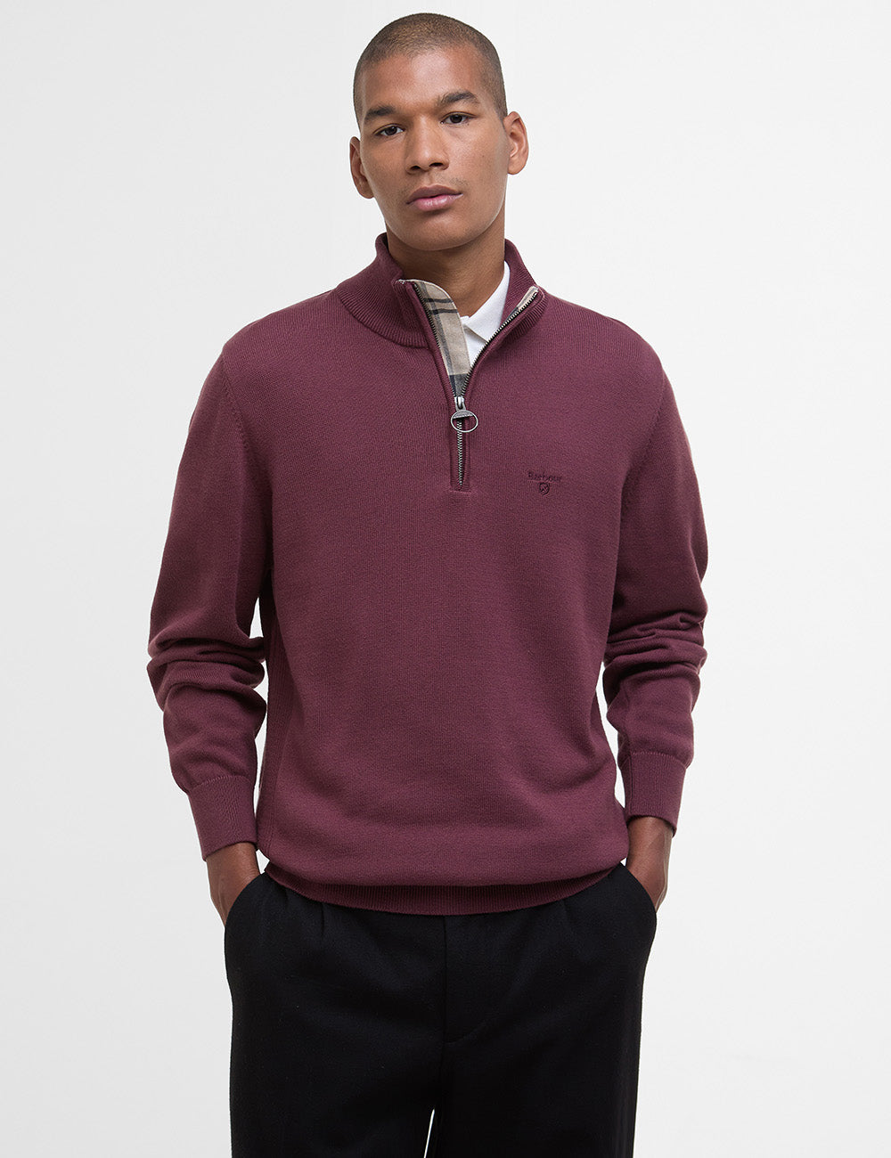 Barbour Cotton 1/2 Zip Jumper - Burnt Heather