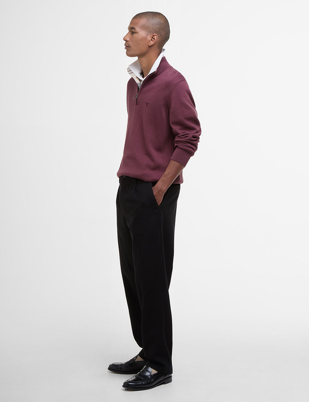 Barbour Cotton 1/2 Zip Jumper - Burnt Heather