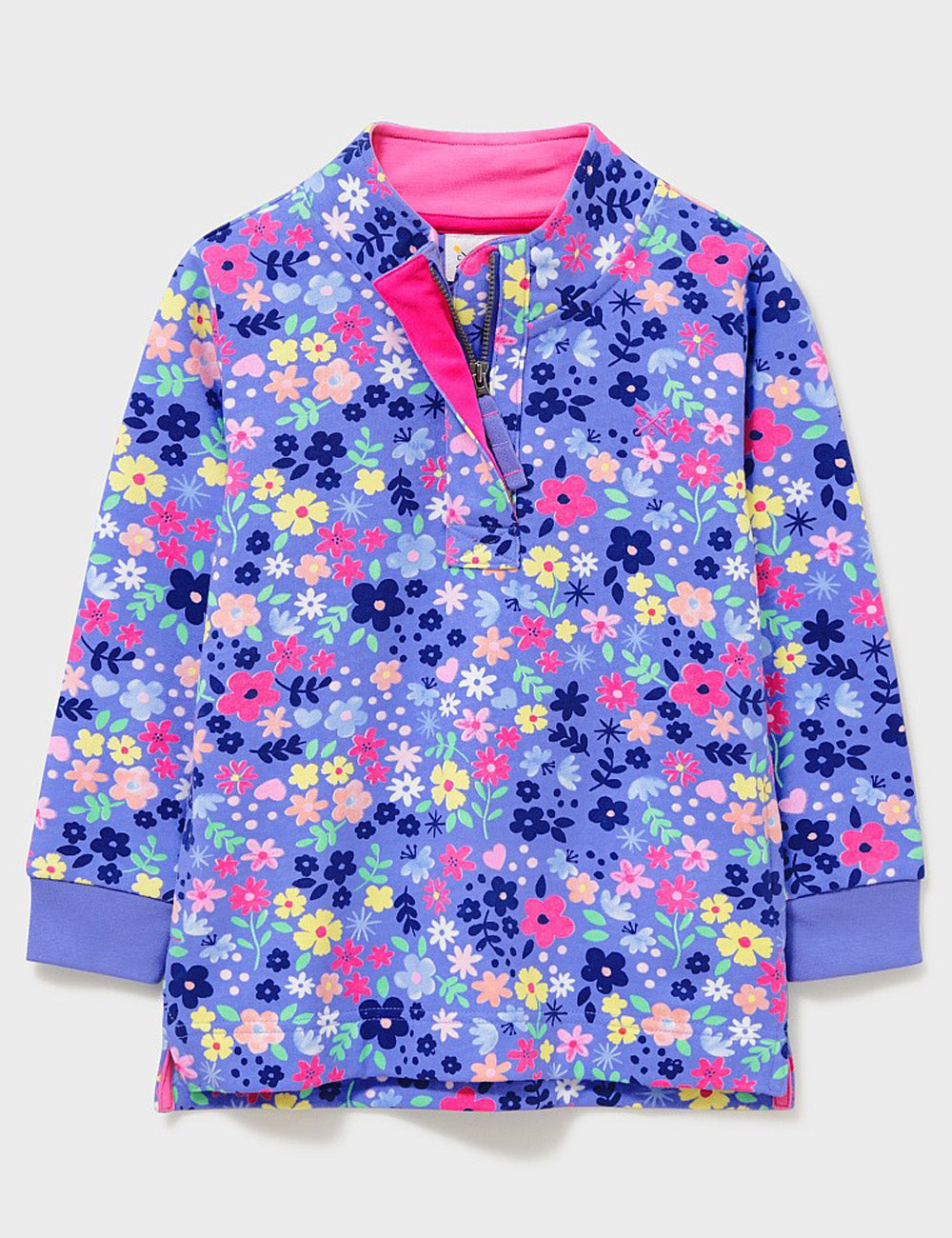 Crew Clothing Floral Print 1/2 Zip Sweatshirt - Blue Multi