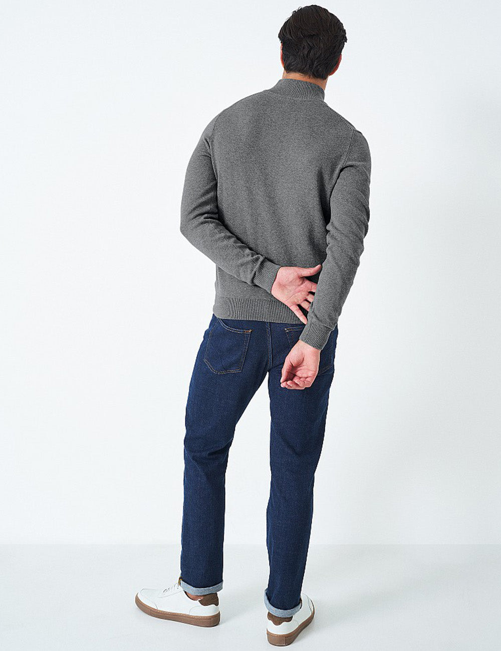 Crew Clothing Classic 1/2 Zip Knit Jumper - Grey Marl