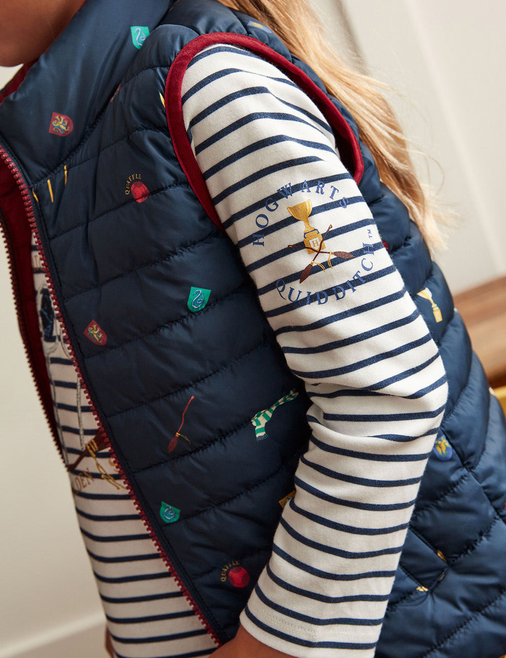 Joules Harry Potter™ Padded Reversible Gilet - Navy Quidditch
