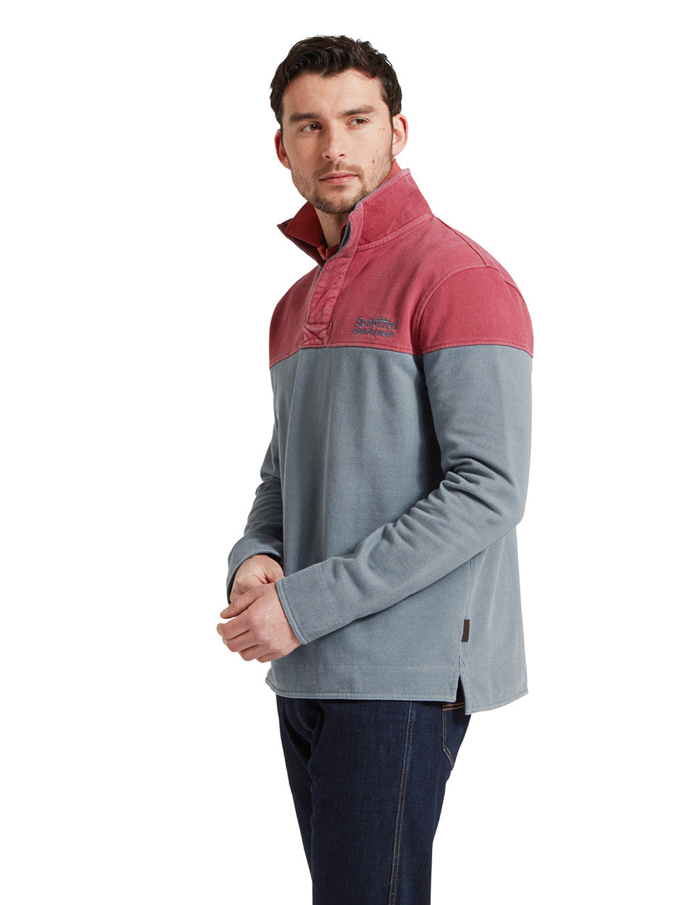 Schoffel Helford Heritage Sweatshirt - Slate Red/Dark Pigeon Blue