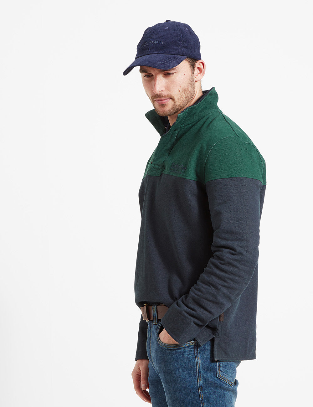 Schoffel Helford Heritage Sweatshirt - Navy/Pine Green