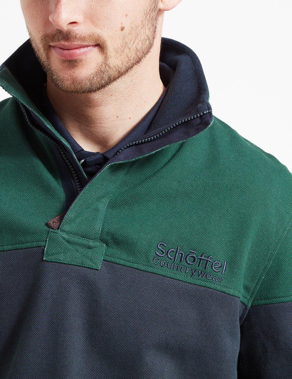 Schoffel Helford Heritage Sweatshirt - Navy/Pine Green