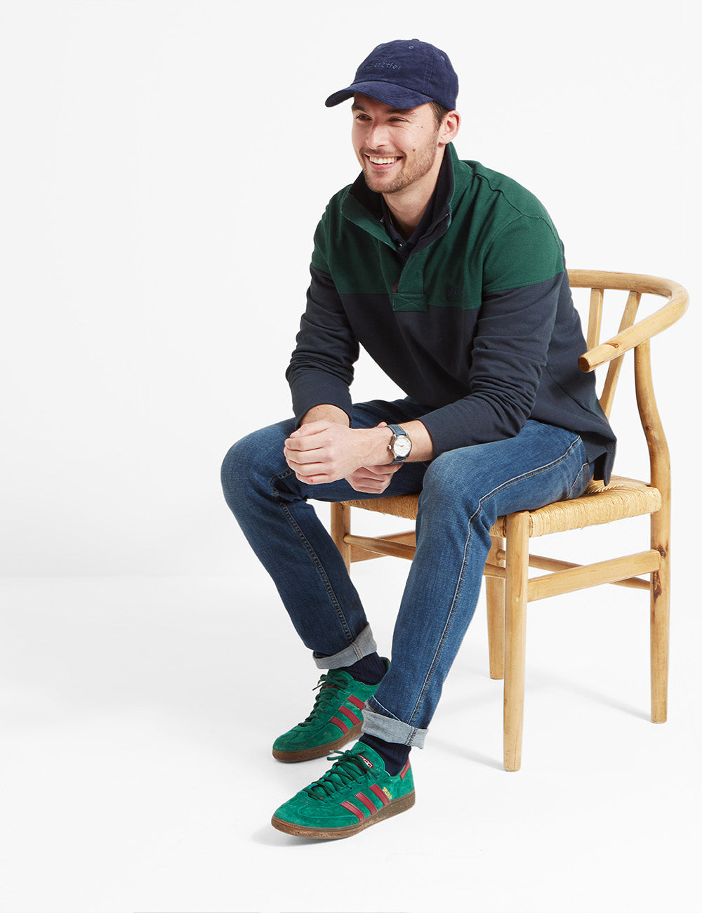 Schoffel Helford Heritage Sweatshirt - Navy/Pine Green