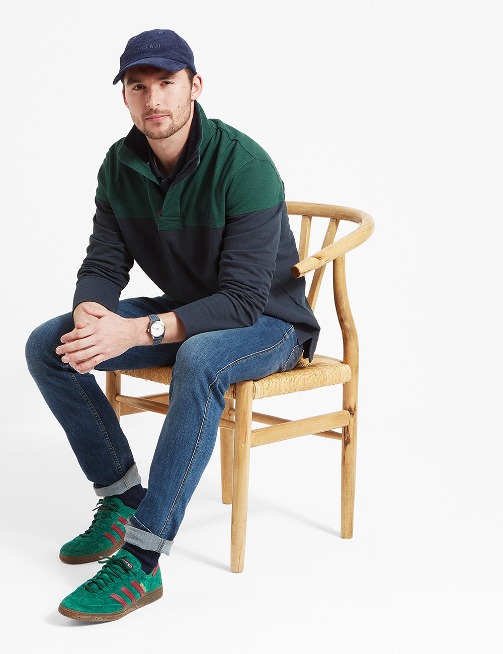 Schoffel Helford Heritage Sweatshirt - Navy/Pine Green