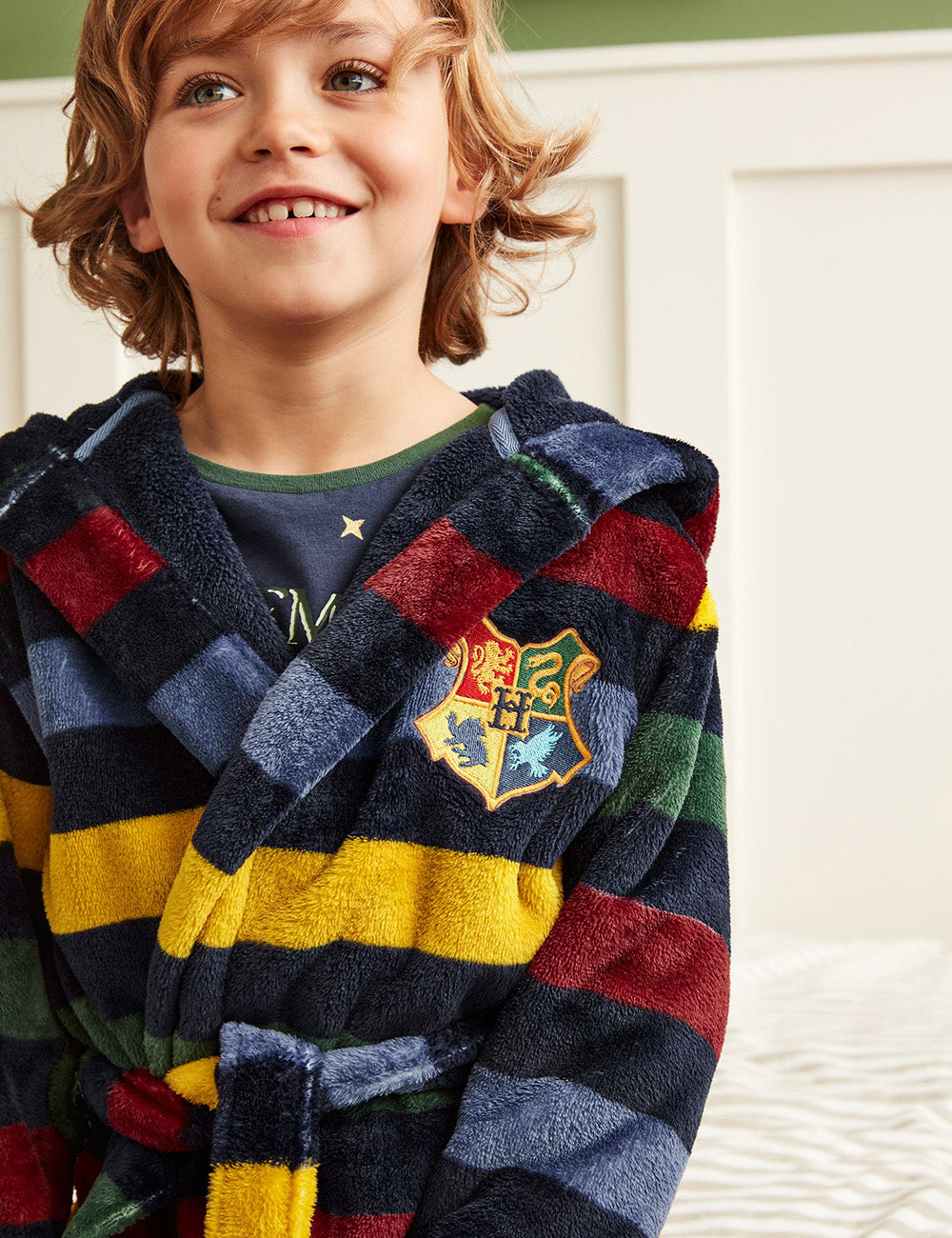 Joules Hogwarts™ House Dressing Gown - Navy/Multi Stripe