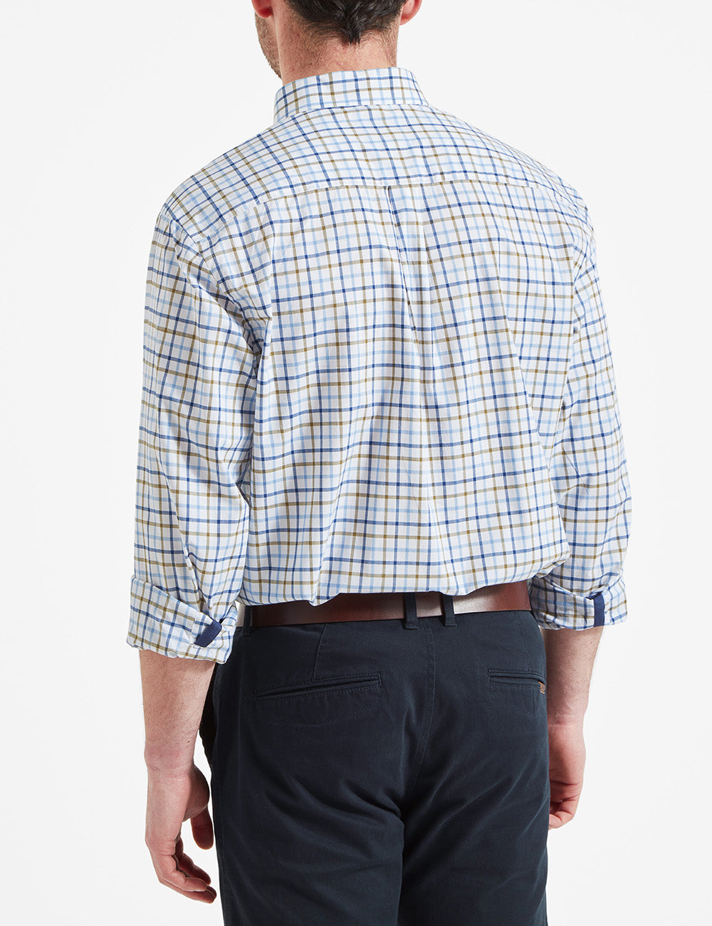 Schoffel Holkham Classic Shirt - French Navy/Light Khaki/Sky Blue