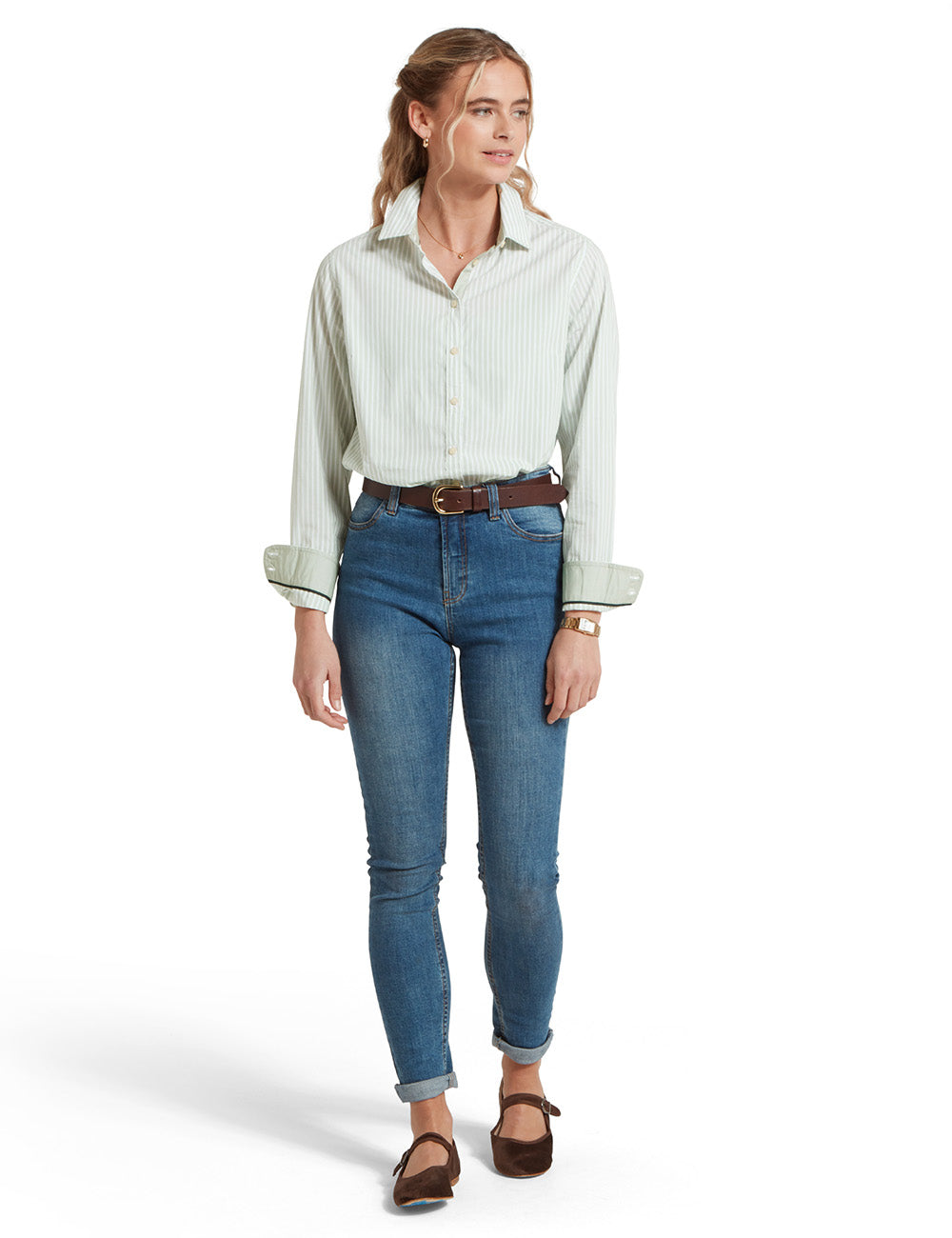Schoffel Holme Striped Shirt - Aqua Sage