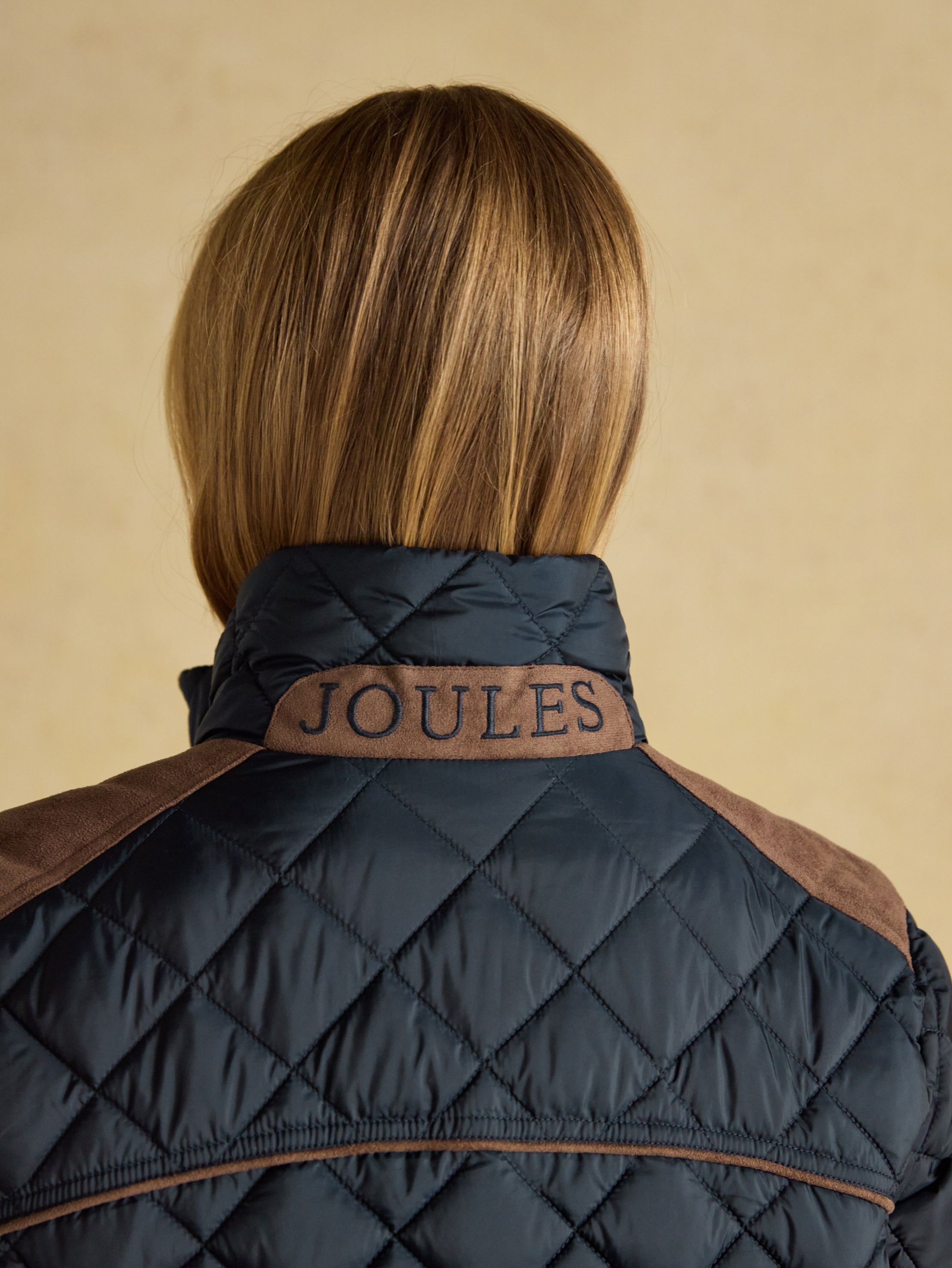Joules Braemar Luxe Navy Blue Showerproof Diamond Quilted Coat