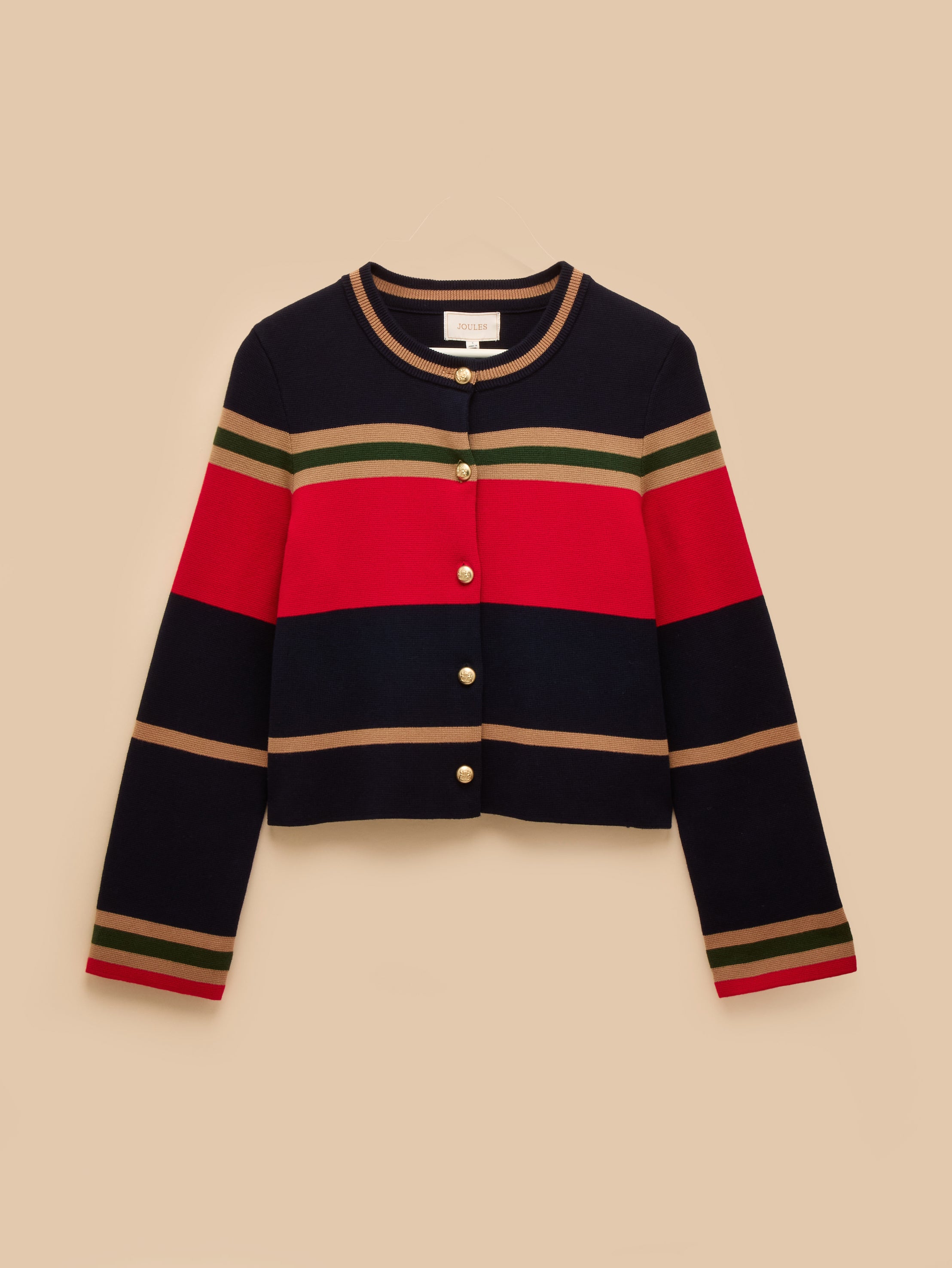 Joules Constance Multi Stripe Cotton Knitted Cardigan