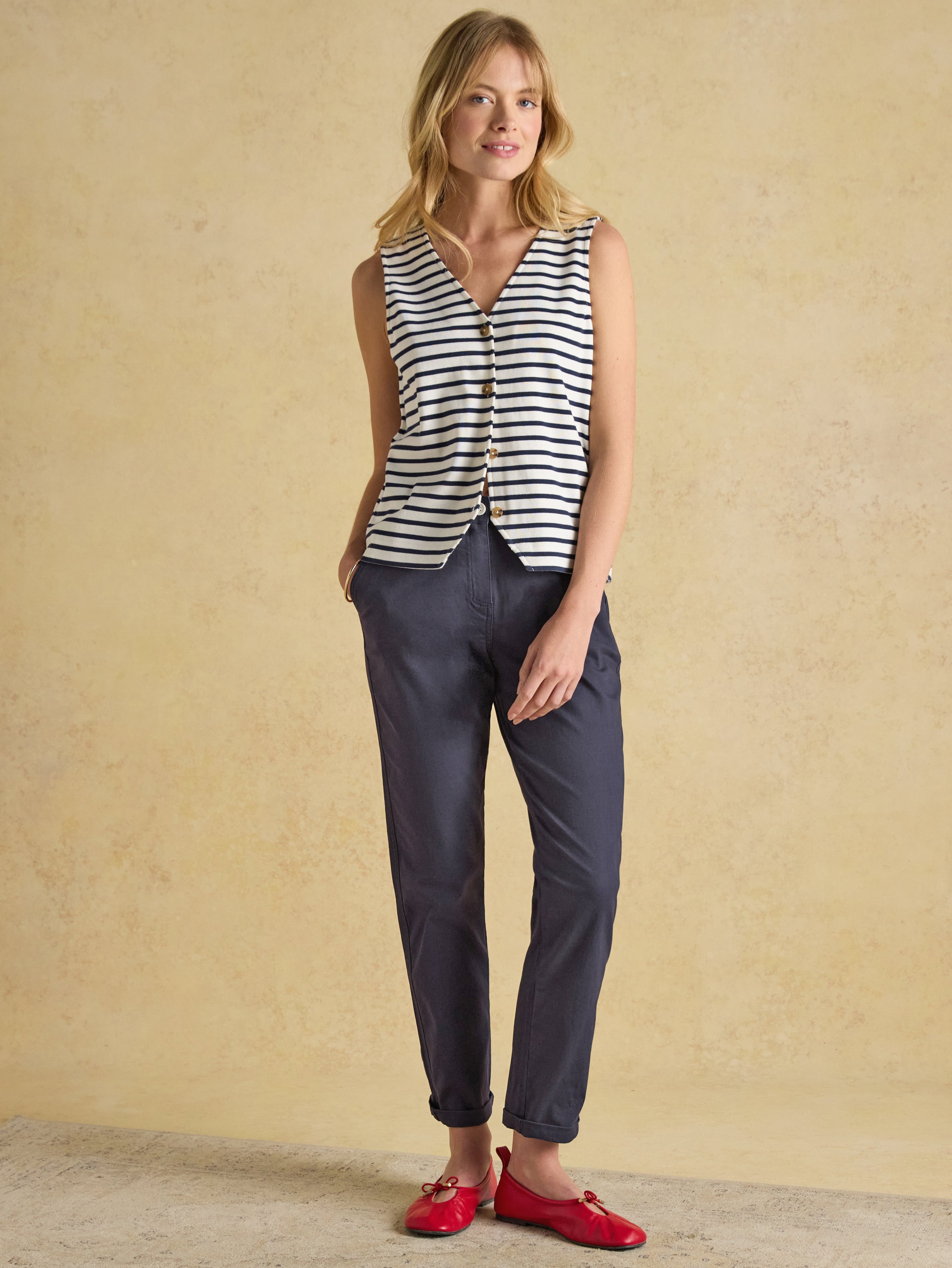 Joules Slim Straight Navy Blue Chino Trousers