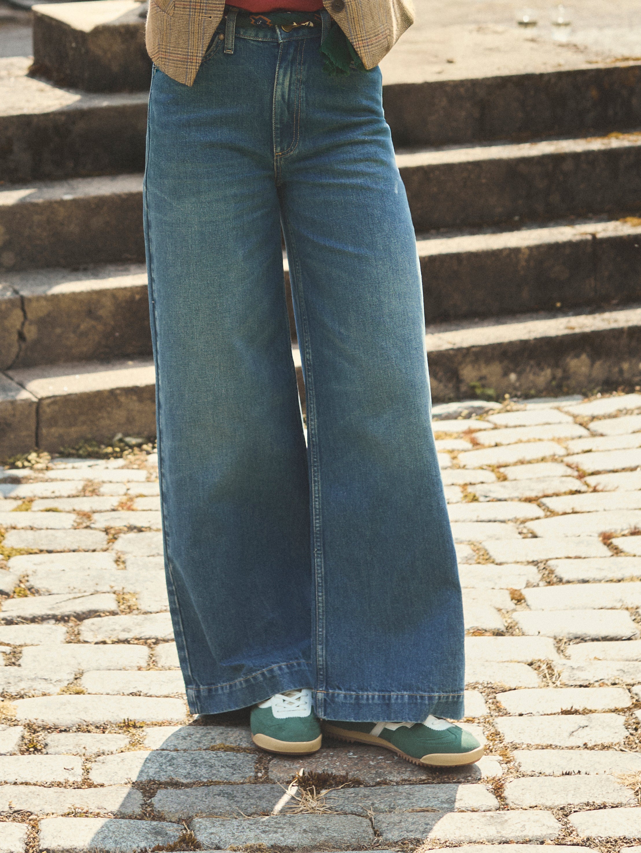 Joules Blue High Rise Wide Leg Jeans