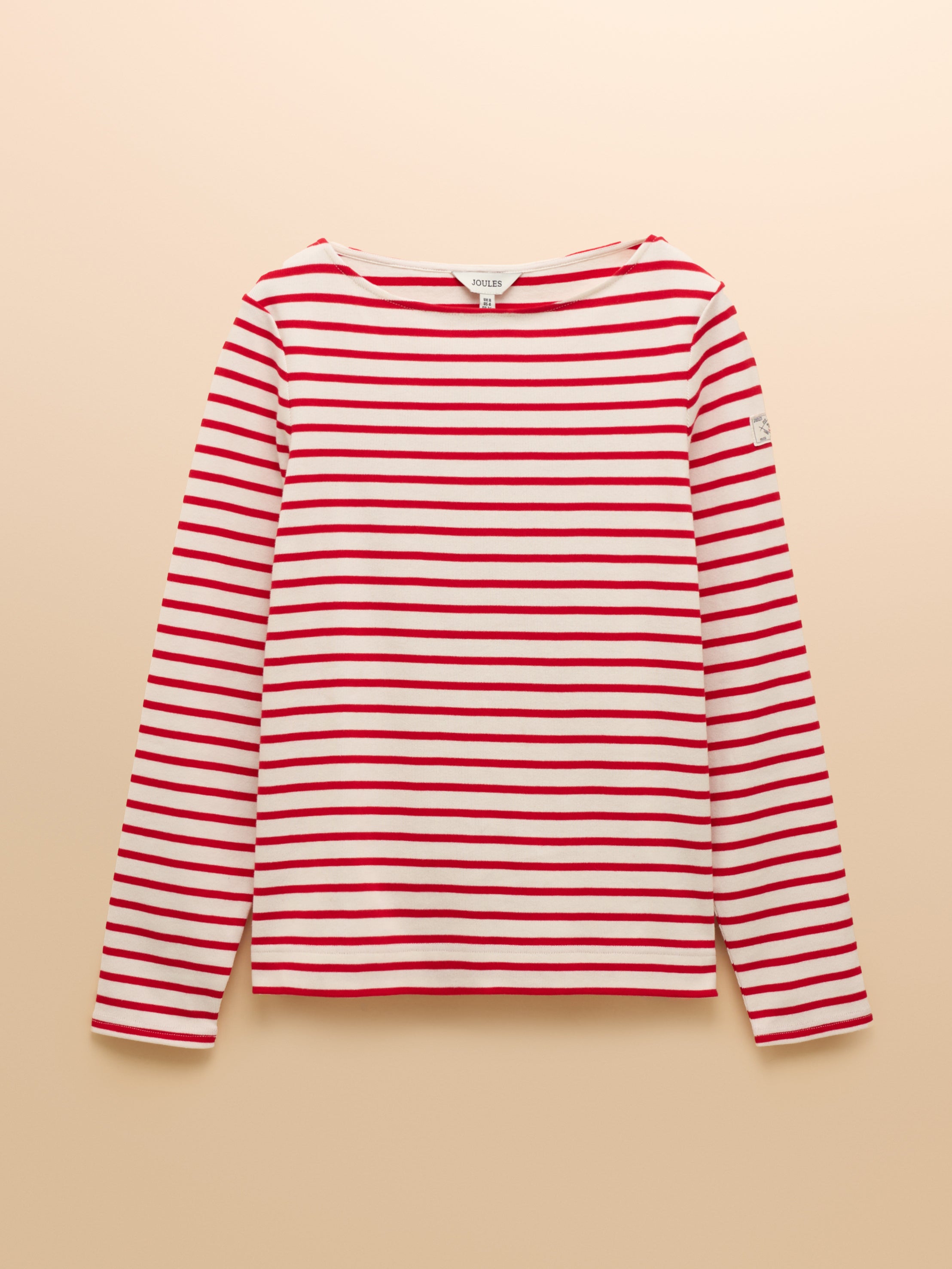Joules Harbour Cream & Red Boat Neck Long Sleeve Breton Stripe Top