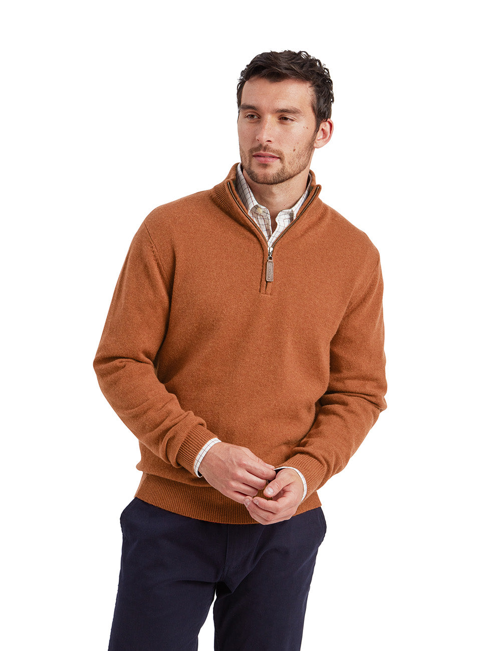 Schoffel Lewis Lambswool 1/4 Zip Jumper Brick - Main Image