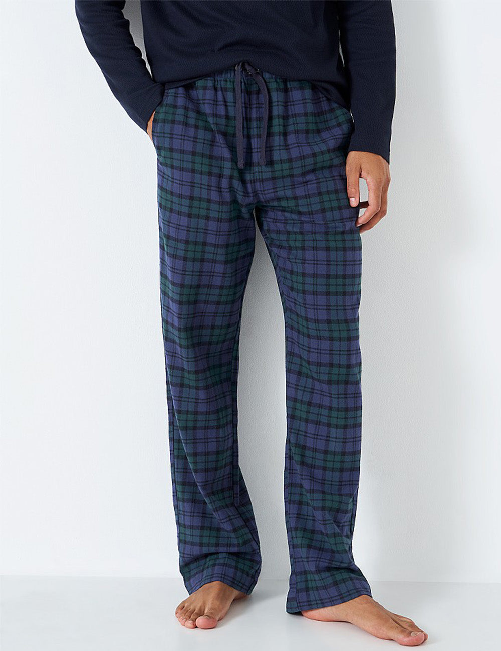 Crew Clothing Flannal Checked Lounge Trouser - Navy Green Blue