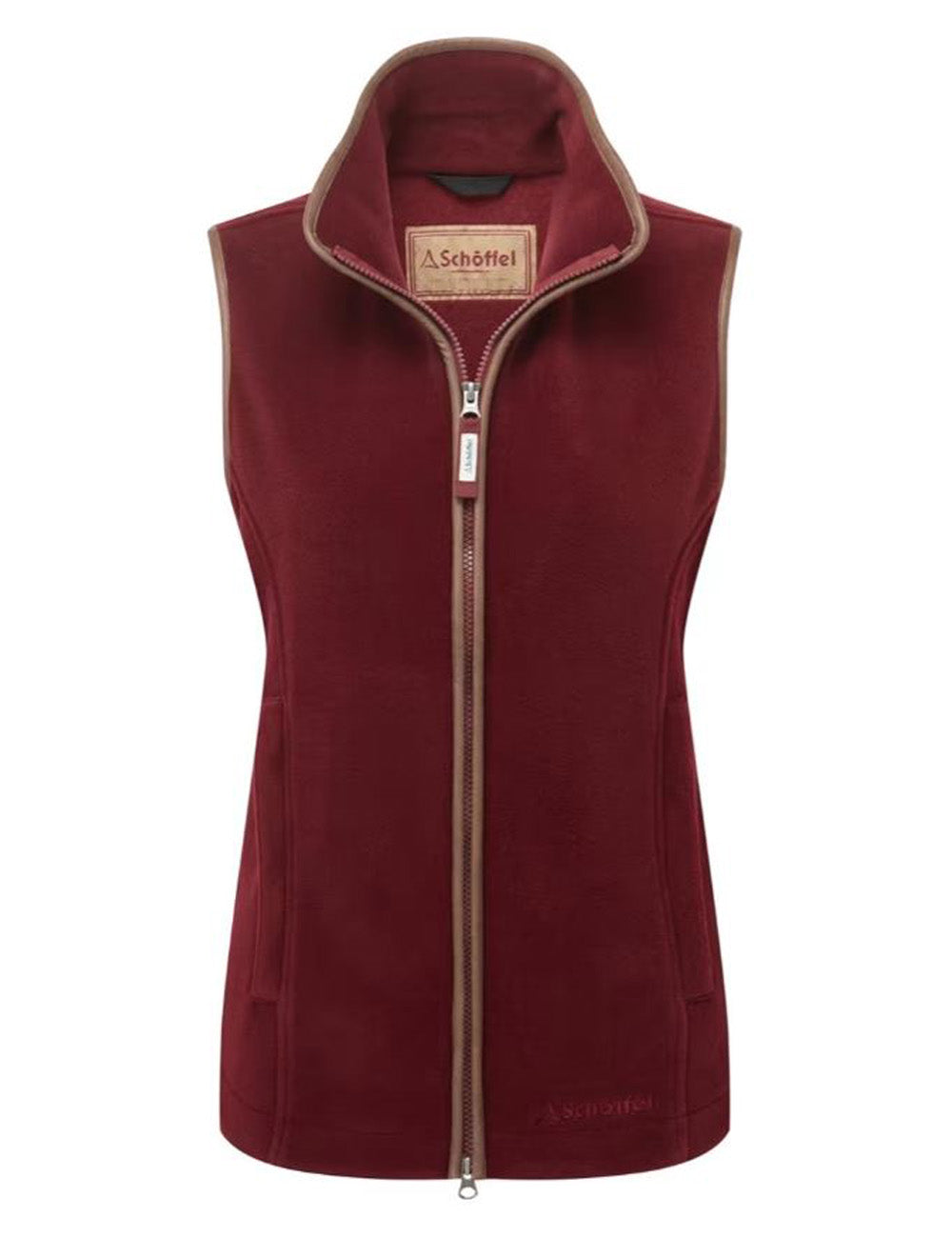 Schoffel's Lyndon Fleece Gilet in Claret on a white background