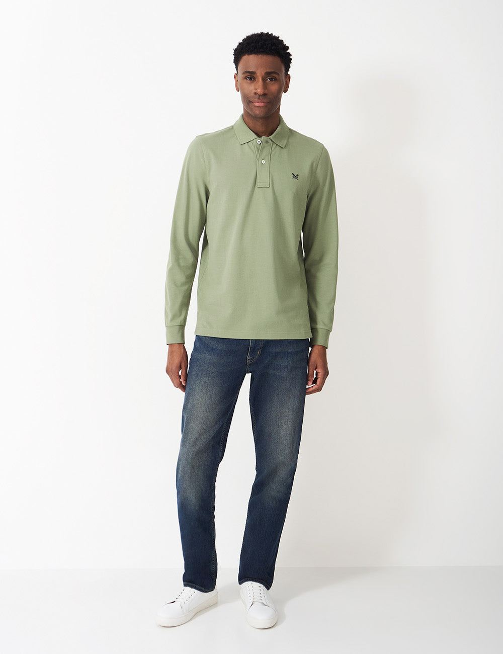 Crew Clothing Long Sleeve Classic Polo Shirt - Artichoke