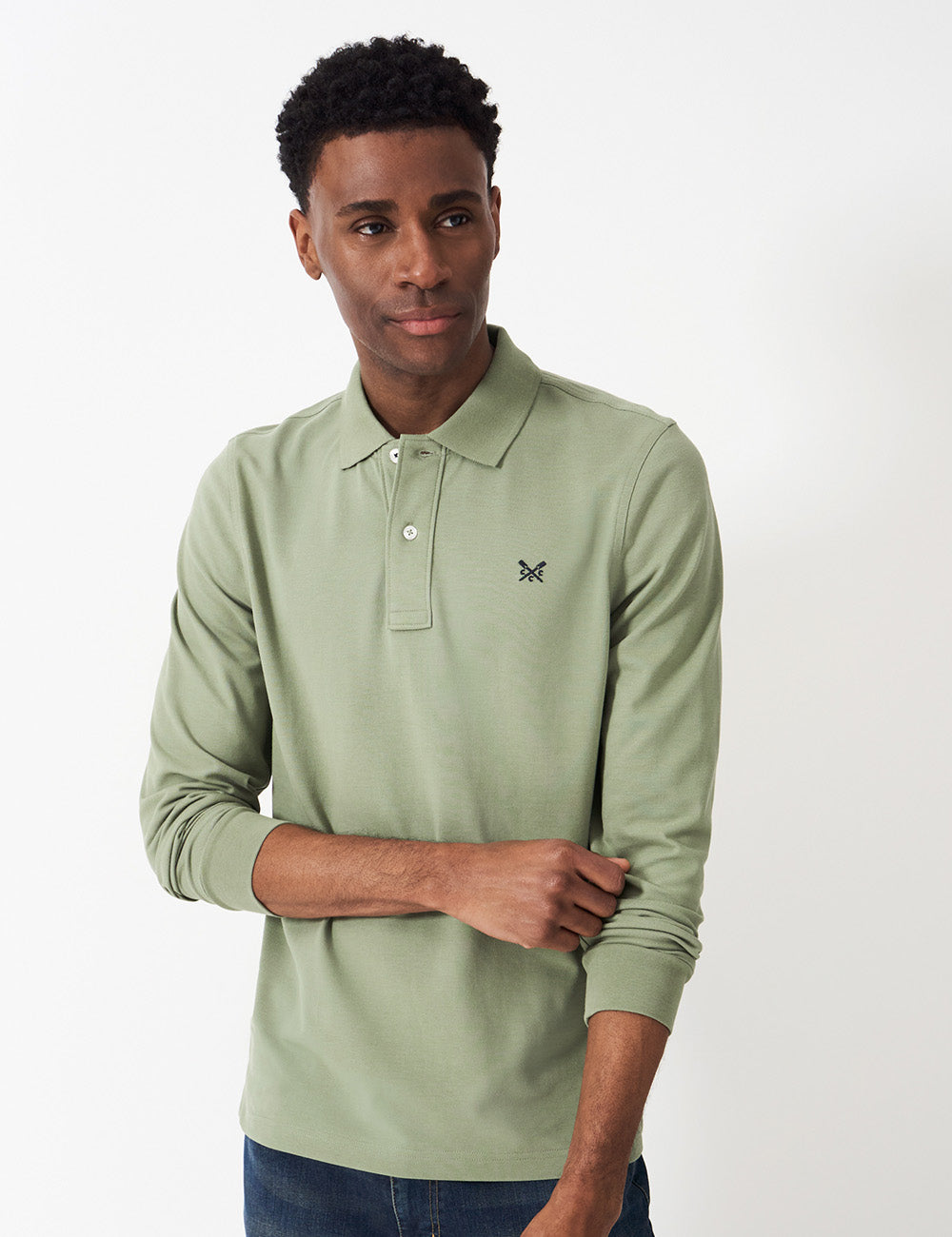 Crew Clothing Long Sleeve Classic Polo Shirt - Artichoke