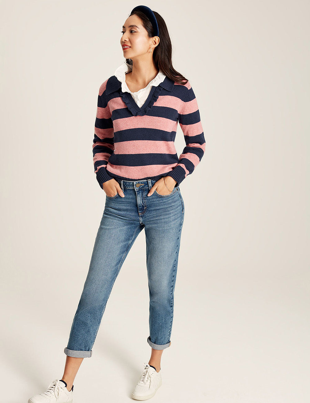 Joules Maddie Striped Jumper - Navy Stripe