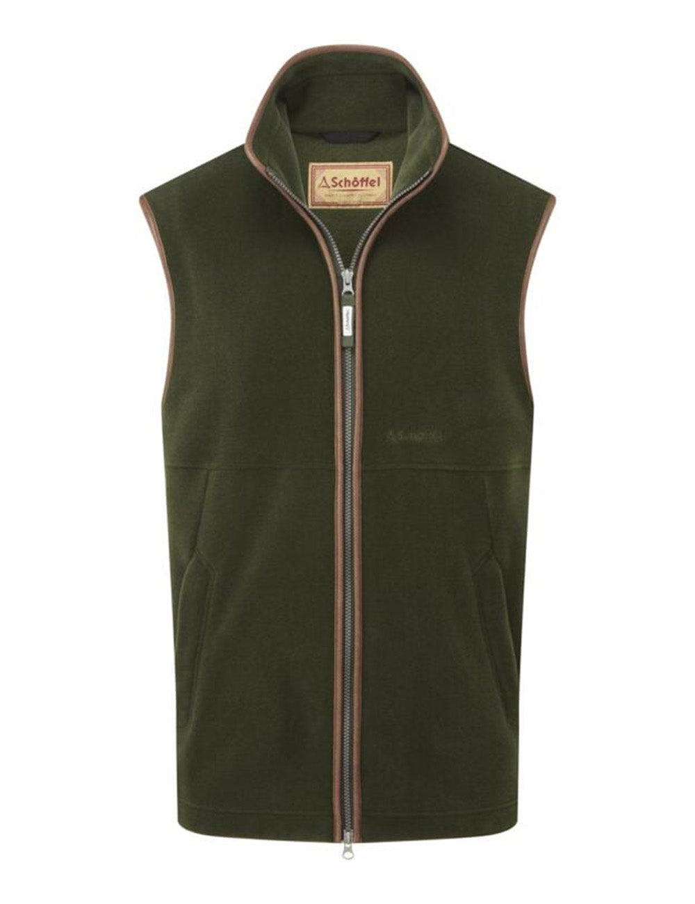 Schoffel's Oakham Fleece Gilet in Forest Green on a white background