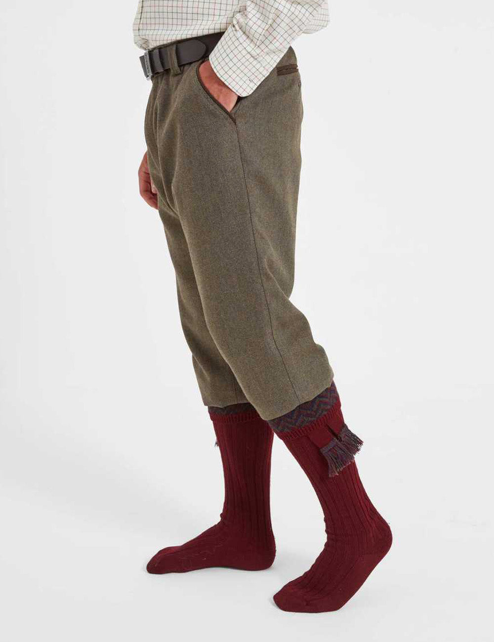 Schoffel Ptarmigan Tweed Plus Twos - Loden Green Herringbone Tweed