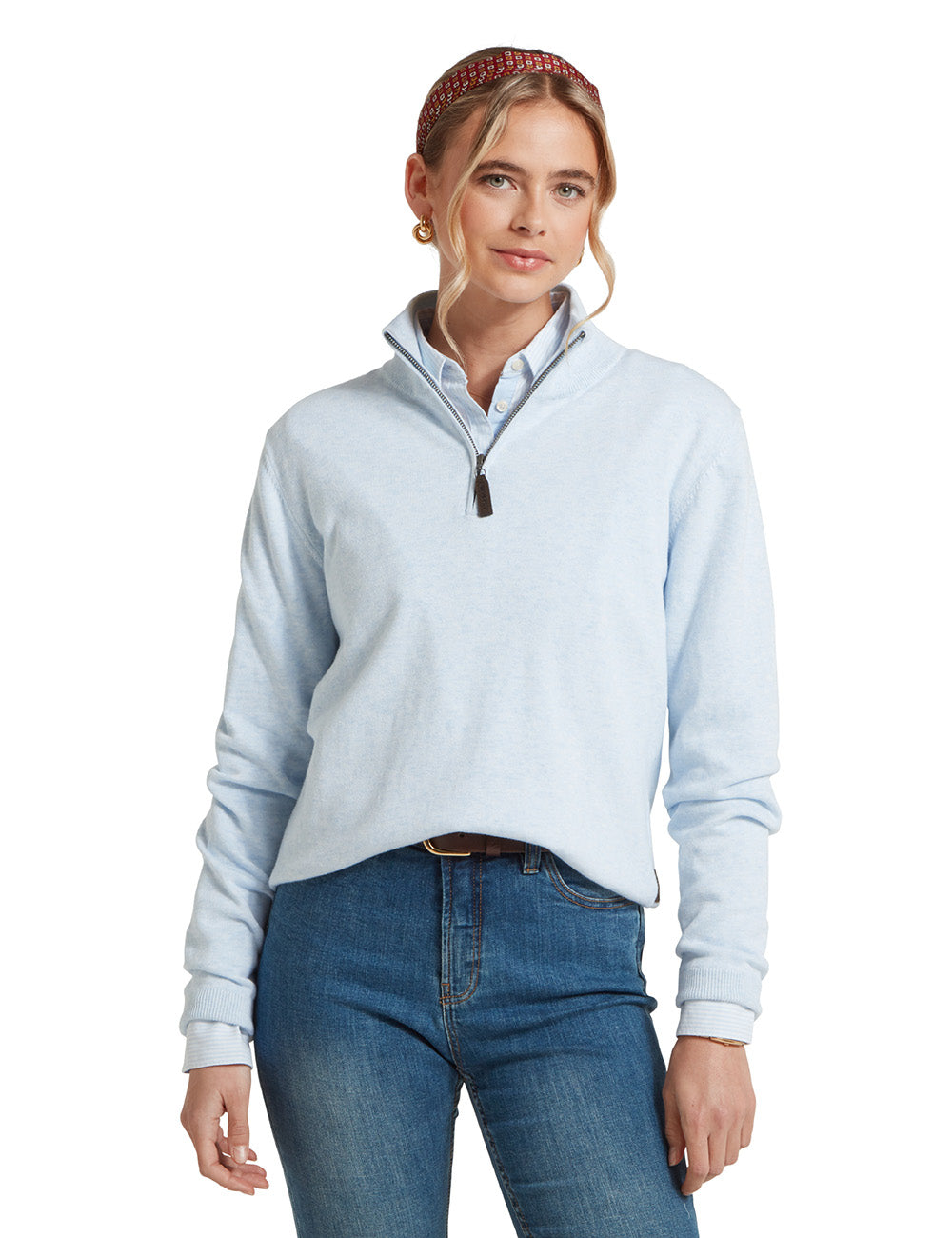 Schoffel Polperro Pima 1/4 Zip Jumper - Blue Water