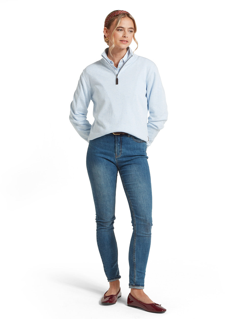 Schoffel Polperro Pima 1/4 Zip Jumper - Blue Water