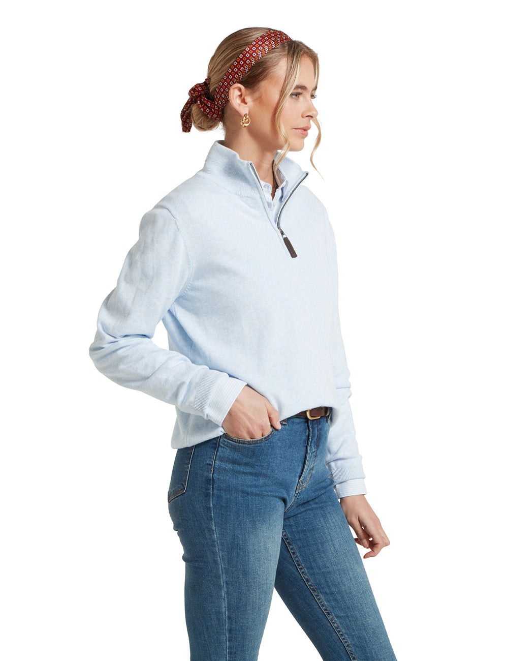 Schoffel Polperro Pima 1/4 Zip Jumper - Blue Water